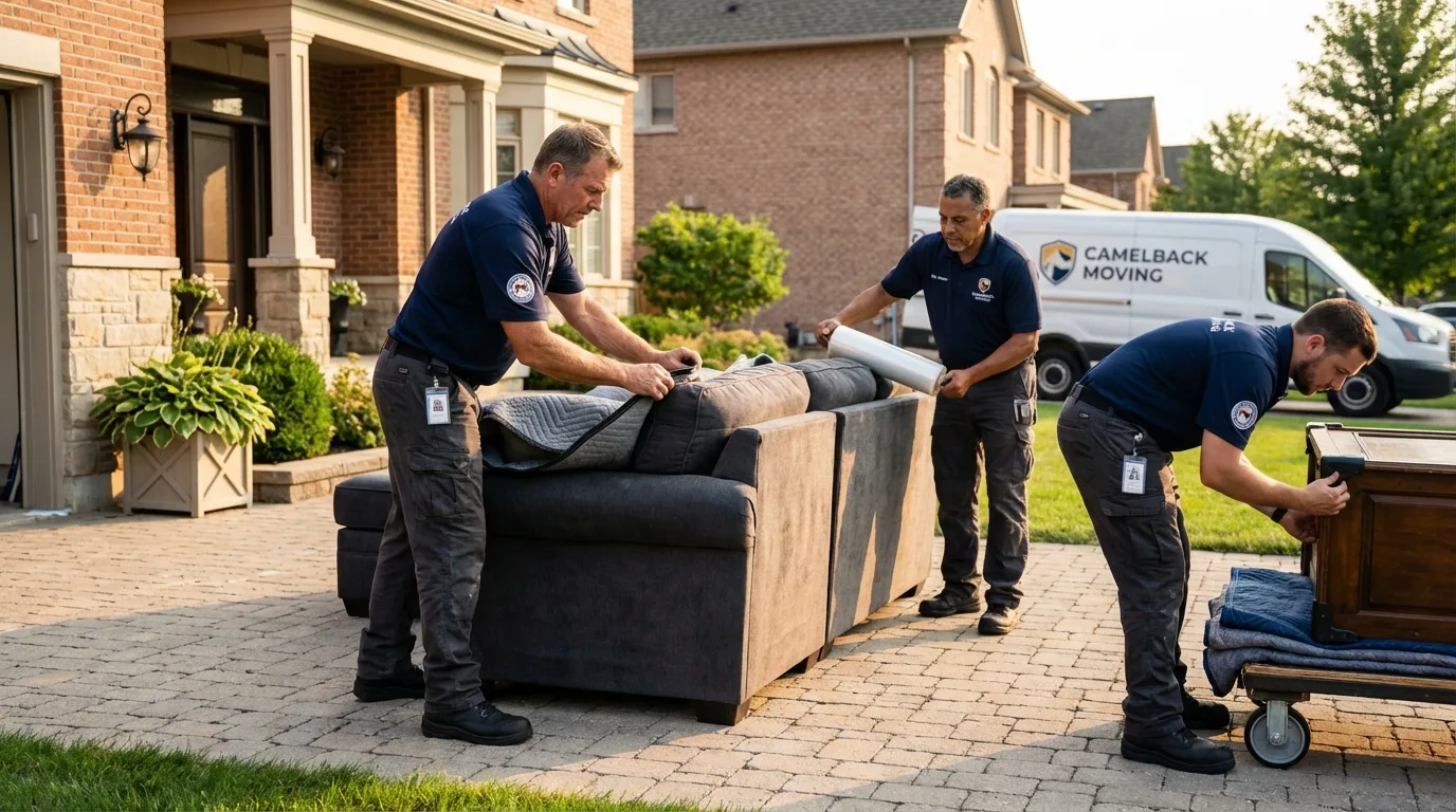 Large estate moving crew wrapping furniture in Cooperstown, NY