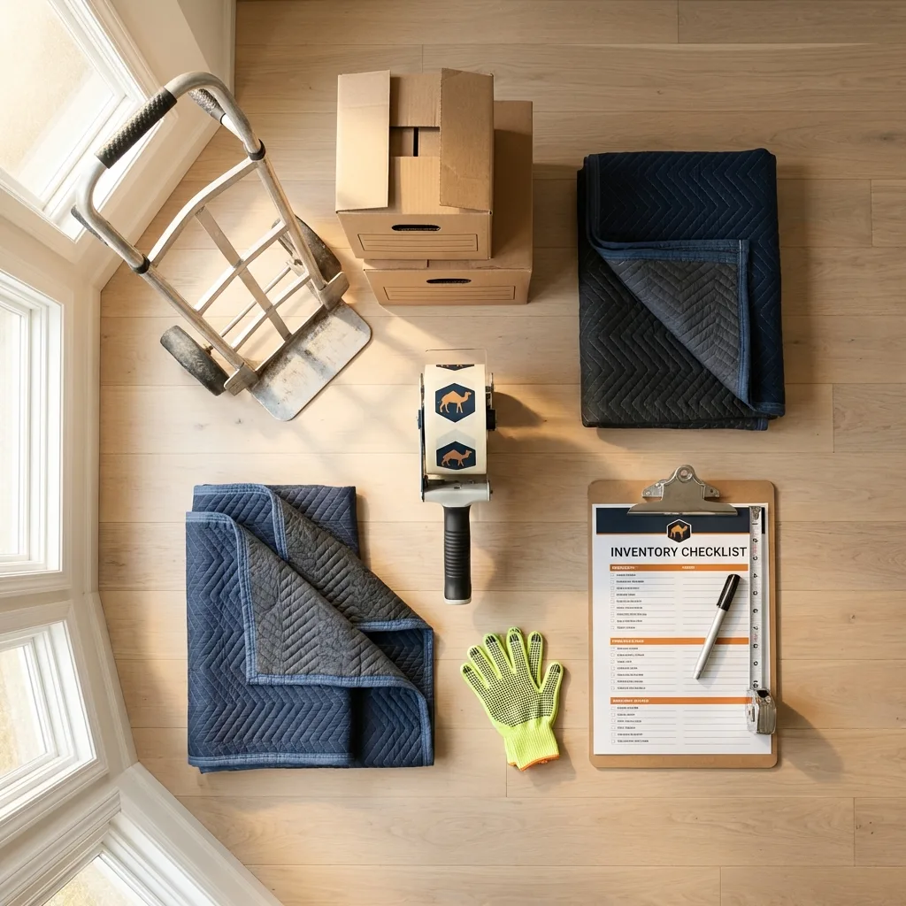 Professional moving supplies and packing materials layout for Cooperstown residential relocations